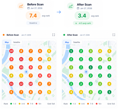Before/After reports prove local SEO progress. preview