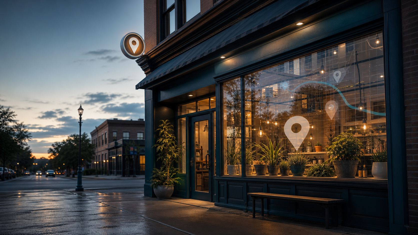 Independent local storefront reflected in a search and maps platform interface
